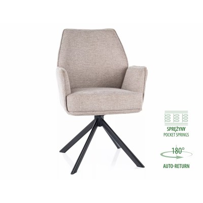 Стул SIGNAL HUGO Brego 31 светло-бежевый/черный, поворотный